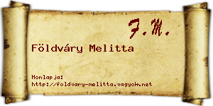 Földváry Melitta névjegykártya